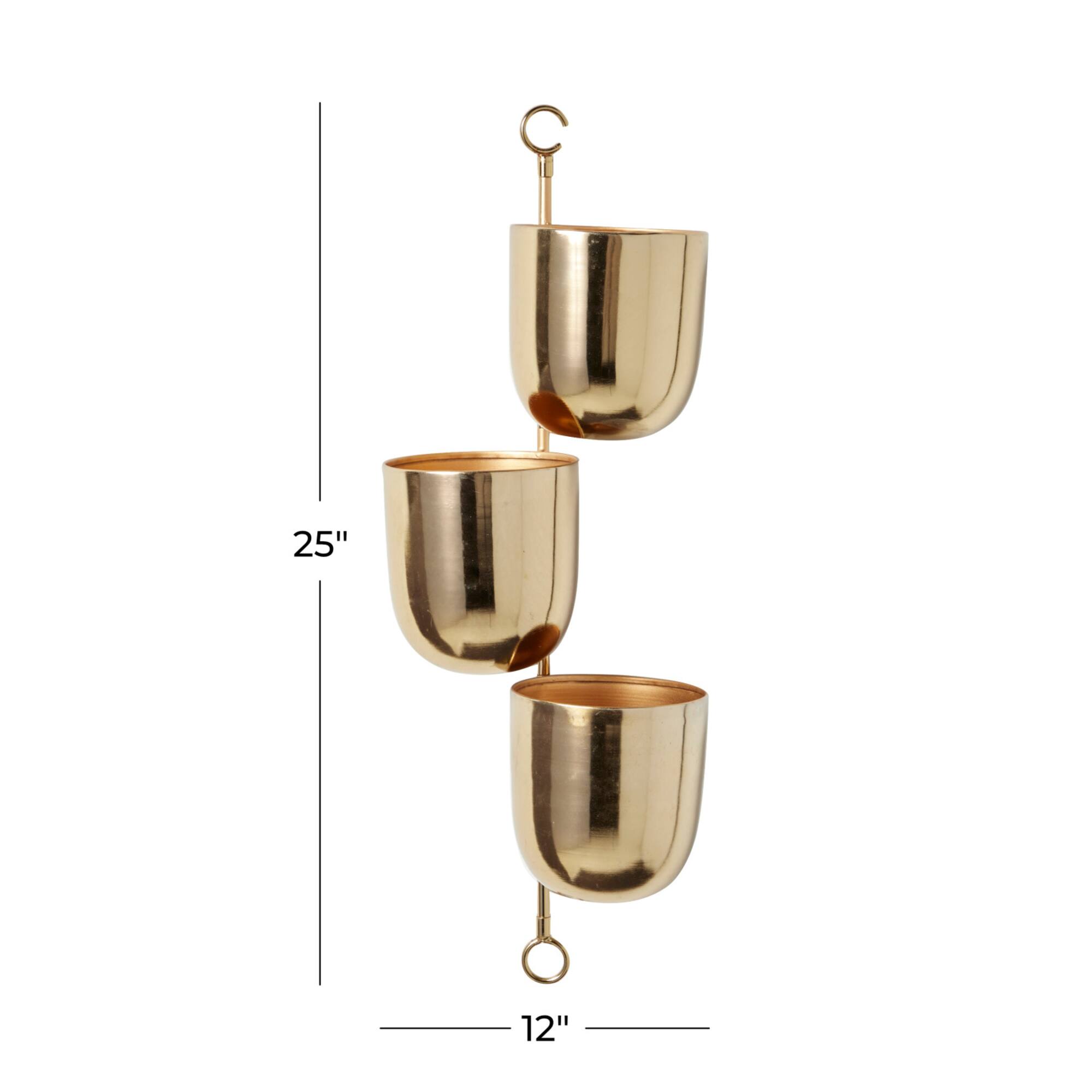 25" Gold Metal Contemporary Wall Planter